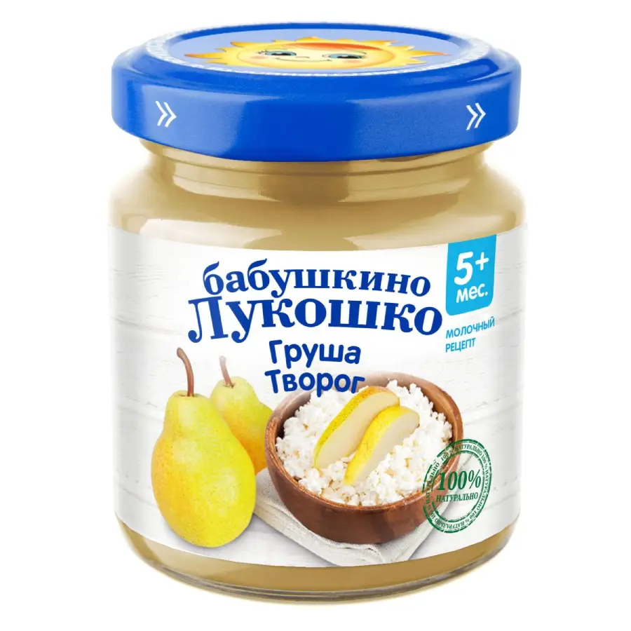 Бабушкино лукошко Пюре из груш с творогом 100г