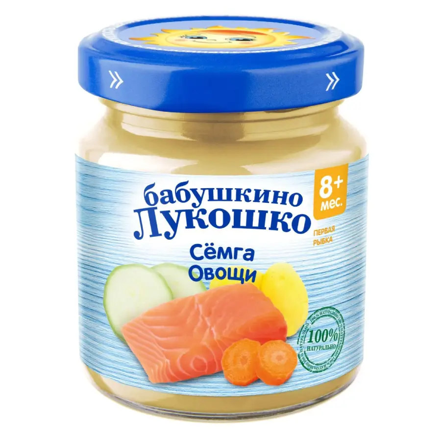 Бабушкино лукошко Пюре рагу овощное с семгой 100г