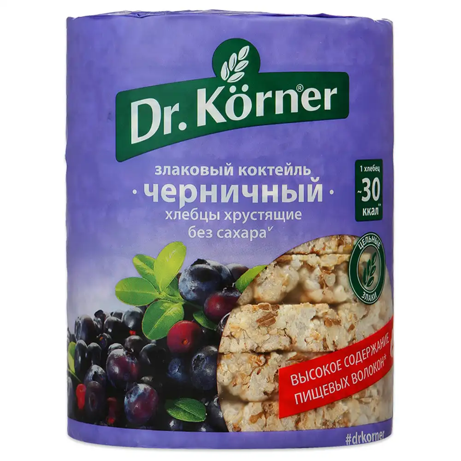 Хлебцы хрустящие "Злаковый коктейль черничный" Dr.Korner  100гр