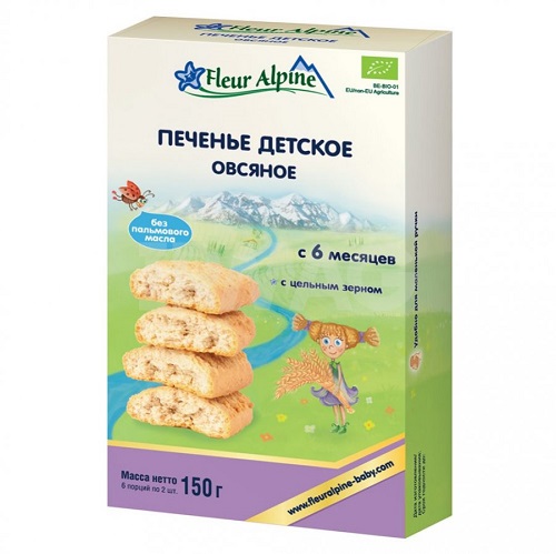 Печенье Органик Овсяное Fleur Alpine, 9 мес., 120/8