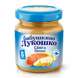 Бабушкино лукошко Пюре рагу овощное с семгой 100г