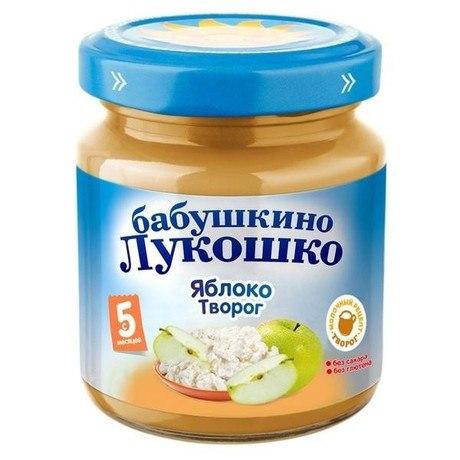 Бабушкино лукошко Пюре из яблок с творогом 100г