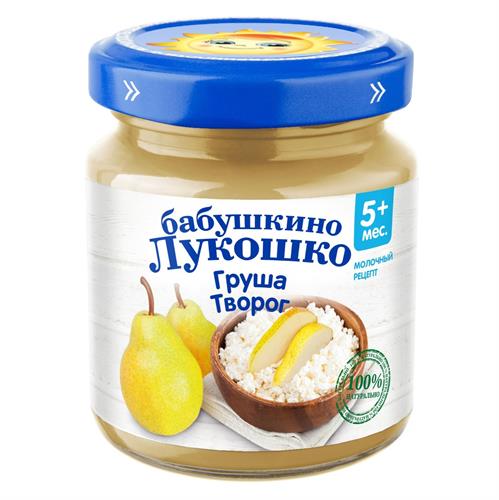 Бабушкино лукошко Пюре из груш с творогом 100г