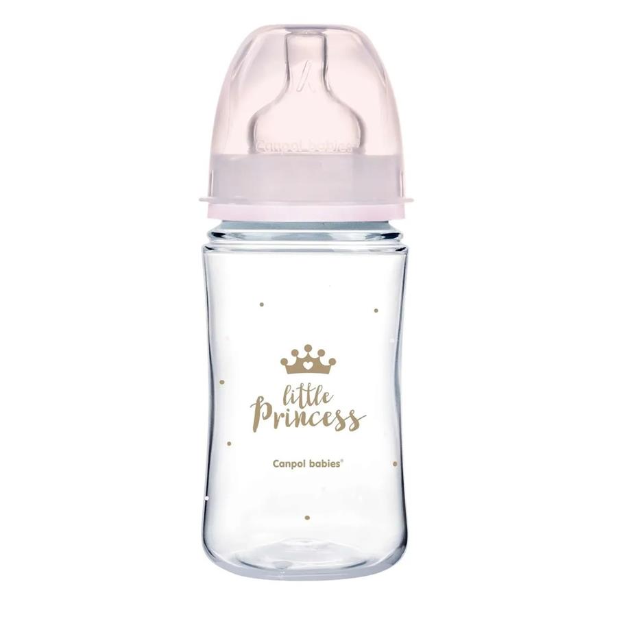 Canpol 35/234_pin Антиколиковая бутылочка с широким горлышком Easy Start - ROYAL BABY 240мл PP розовая