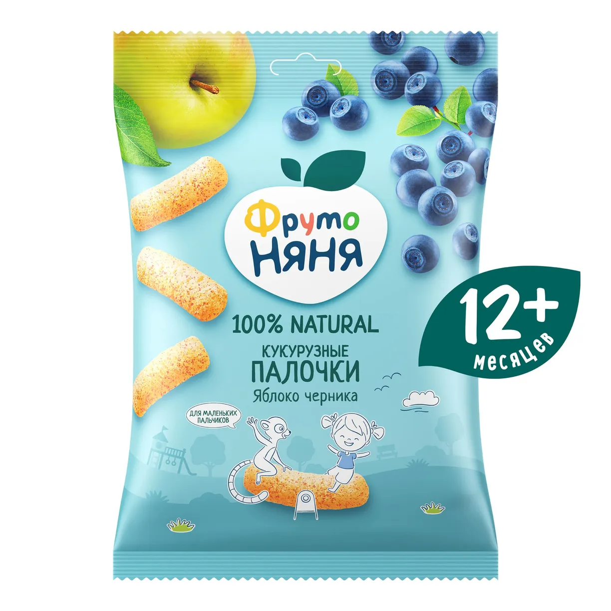 ФрутоНяня 20 гр Палочки кукурузные Яблоко и Черника