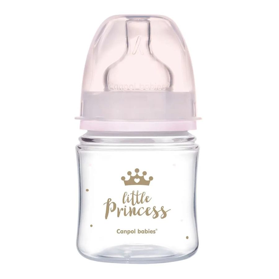 Canpol 35/233_pin Антиколиковая бутылочка с широким горлышком Easy Start - ROYAL BABY 120 мл PP розовая