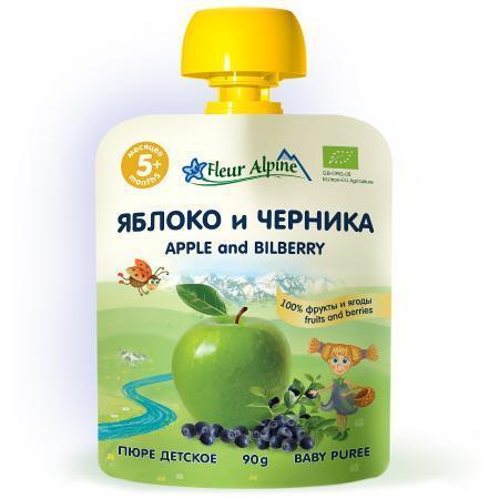 Fleur Alpine дет.пюре яблоко,черника 90гр