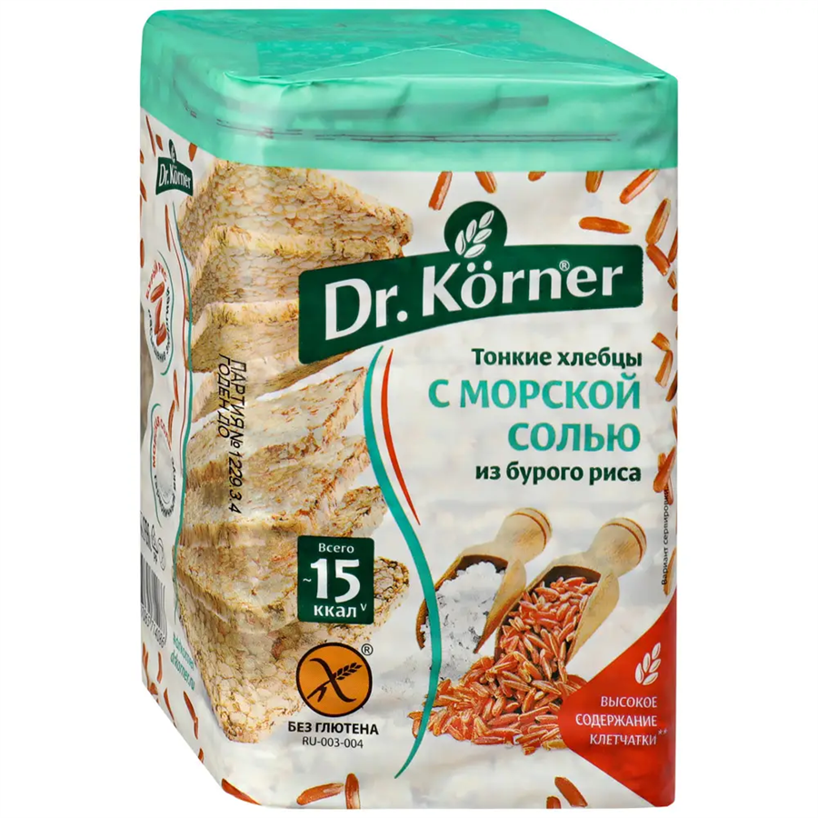 Хлебцы хрустящие "Рисовые" с морской солью Dr.Korner  100гр