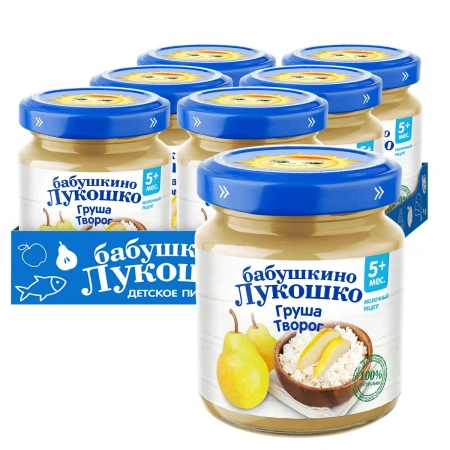 Бабушкино лукошко Пюре из груш с творогом 100г
