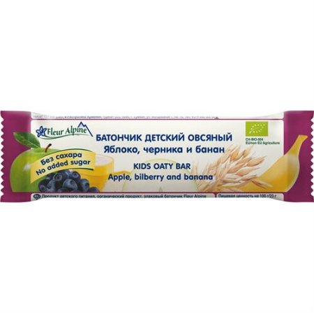 Батончик овсяный с ябл,черникой и бананом Fleur Alpine с 3х лет
