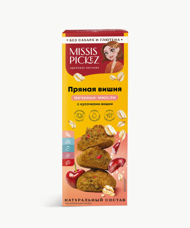 Печенье-мюсли "Пряная вишня" с кусочками вишни "Missis Pickez" 100г