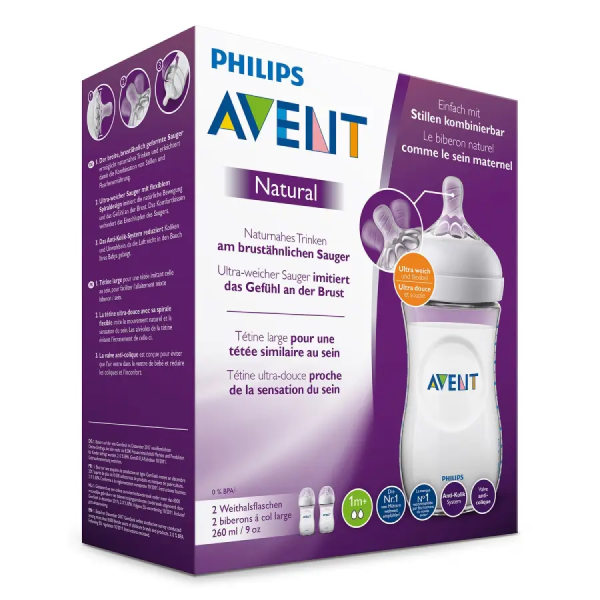Бутылочка Philips Avent Natural2 260мл с 1месяца 2шт SCF033/27