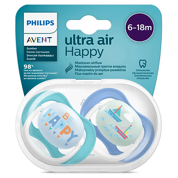 Avent пустышка ortho 6-18мес голубой 2шт SCF080/04