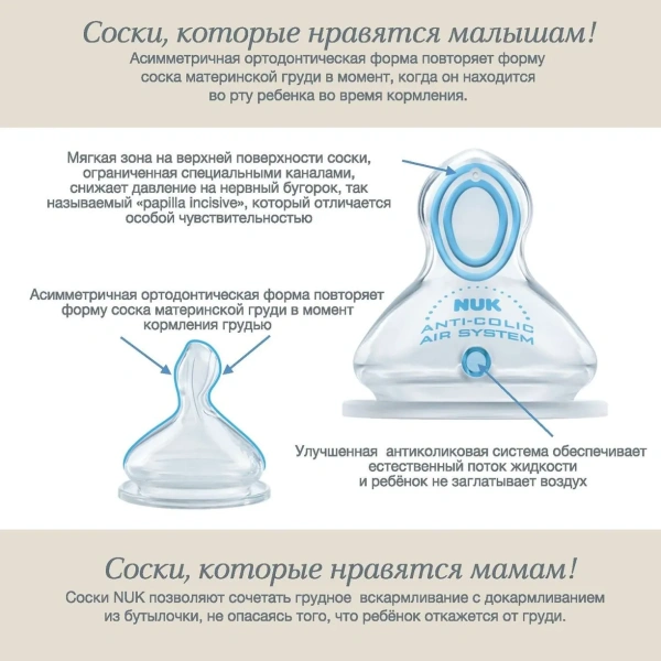 NUK соска First Choice+ силиконовый с отверстием, M, 0-6 мес