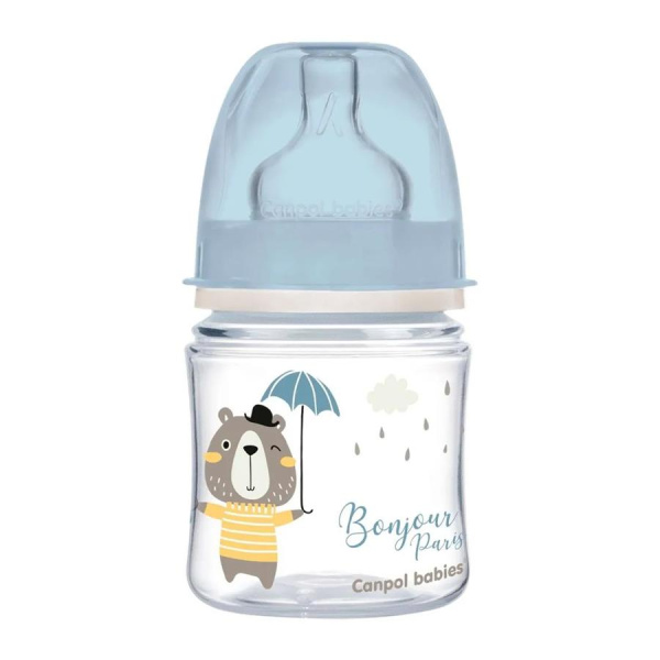 Canpol 35/231_blu Антиколиковая бутылочка с широким горлышком Easy Start - BONJOUR PARIS 120 мл PP