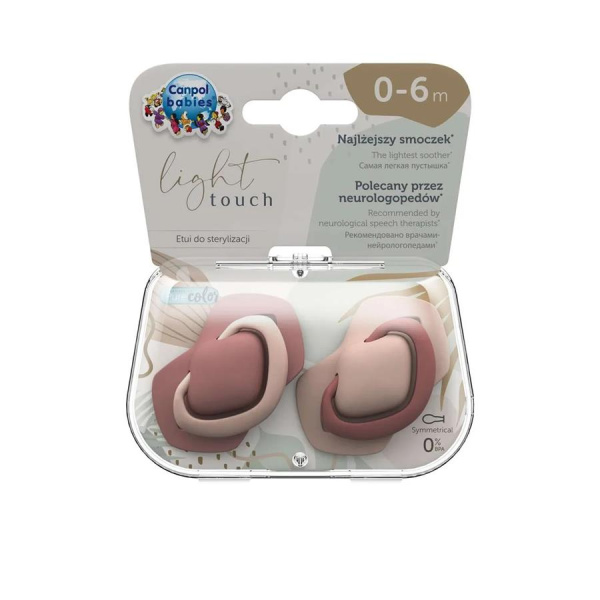 Canpol 22/655_pin Пустышка силиконовая симметричная (0-6м) PURE COLOR 2 шт. розовая