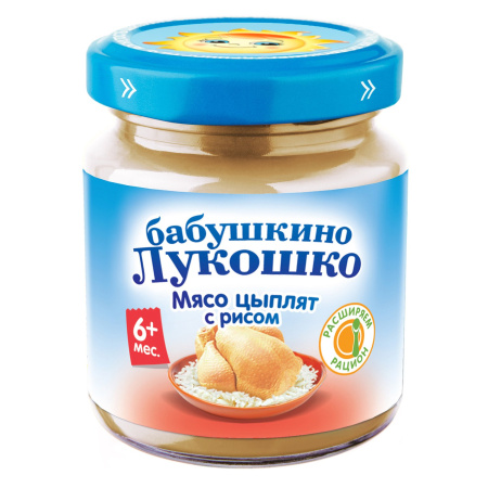 Пюре Мясо цыплят с рисовой крупой "Курочка ряба" 100г "Бабушкино лукошко"