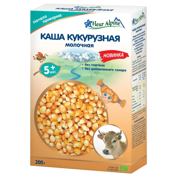 Каша молочная кукурузная Fleur Alpine, 5 мес., 200/6