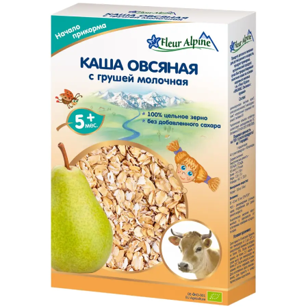 Fleur Alpine каша молочная Органик Овсяная с грушей, 5 мес., 200/6