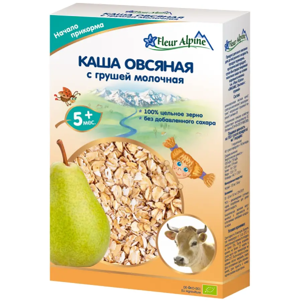 Fleur Alpine каша молочная Органик Овсяная с грушей, 5 мес., 200/6