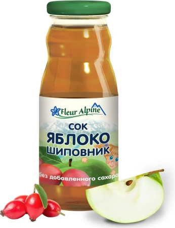 Сок детский яблоко,шиповник Fleur Alpine 0.2л