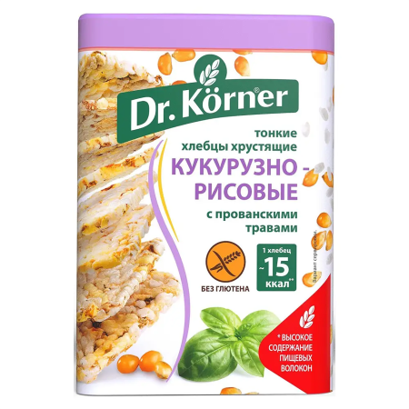 Хлебцы хрустящие "Кукурузно-рисовые" с прованскими травами Dr.Korner  100гр