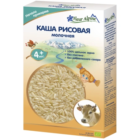 Fleur Alpine каша молочная Органик Рисовая, 4 мес,200/6