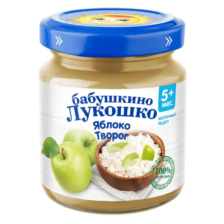 Бабушкино лукошко Пюре из яблок с творогом 100г