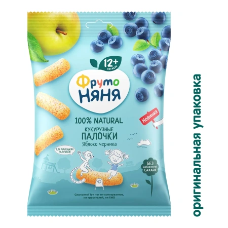 ФрутоНяня 20 гр Палочки кукурузные Яблоко и Черника