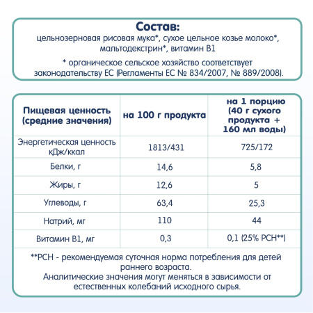Fleur Alpine каша на козьем молоке Рисовая, 4 мес,200/6