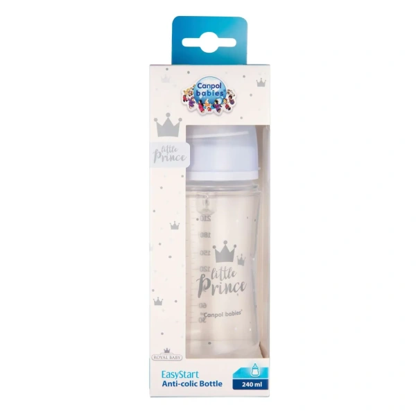 Canpol 35/234_blu Антиколиковая бутылочка с широким горлышком Easy Start - ROYAL BABY 240 мл PP голубая