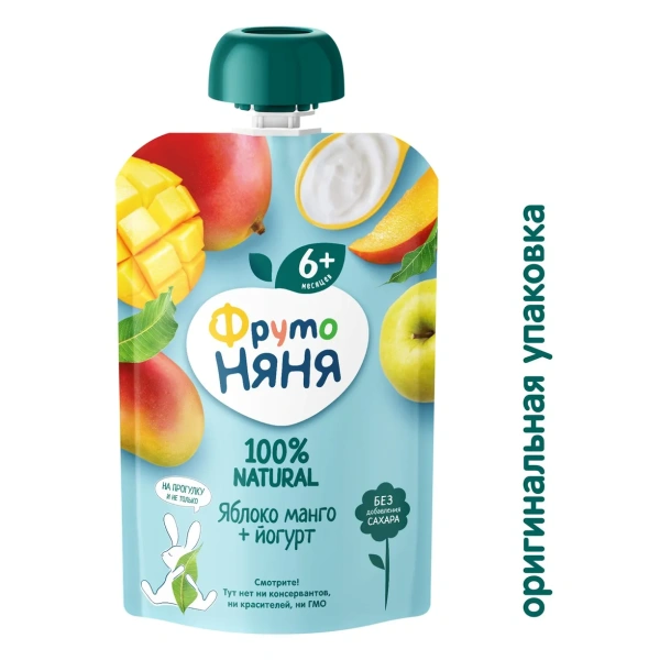 ФрутоНяня 90 гр Пюре из яблок и манго с йогуртом 
