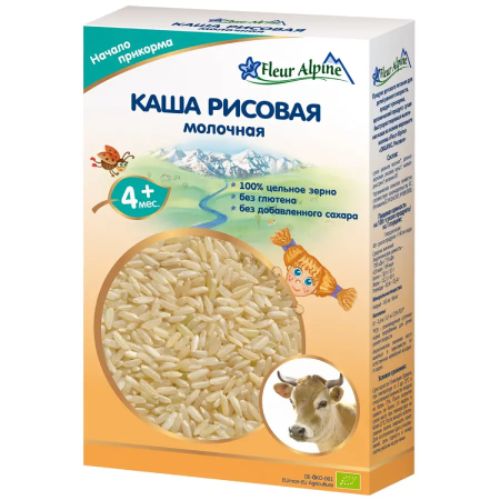 Fleur Alpine каша молочная Органик Рисовая, 4 мес,200/6