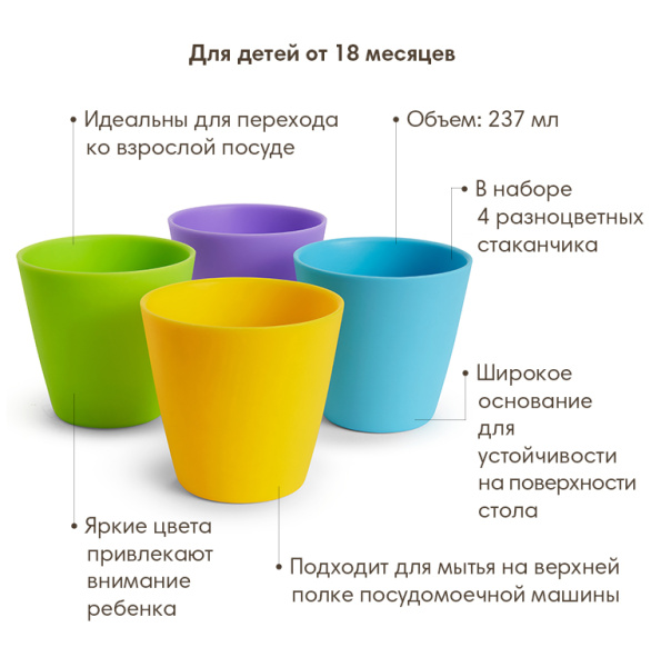 Munchkin набор стаканчиков Multi™ 4 шт. с 18 мес.