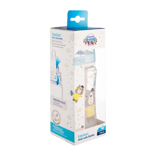 Canpol babies 35/232_blu Антиколиковая бутылочка с широким горлышком Easy Start - BONJOUR PARIS 240 мл PP