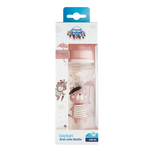 Canpol babies 35/232_pin Антиколиковая бутылочка с широким горлышком Easy Start - BONJOUR PARIS 240 мл PP