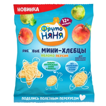 ФрутоНяня 30гр мини-Хлебцы Рисовые яблоко-персик 12м+