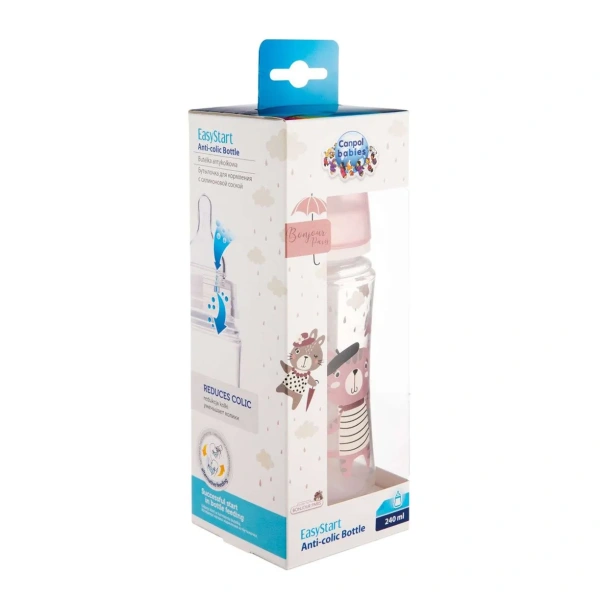 Canpol babies 35/232_pin Антиколиковая бутылочка с широким горлышком Easy Start - BONJOUR PARIS 240 мл PP