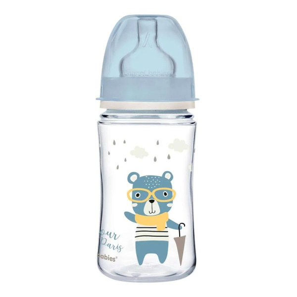 Canpol babies 35/232_blu Антиколиковая бутылочка с широким горлышком Easy Start - BONJOUR PARIS 240 мл PP