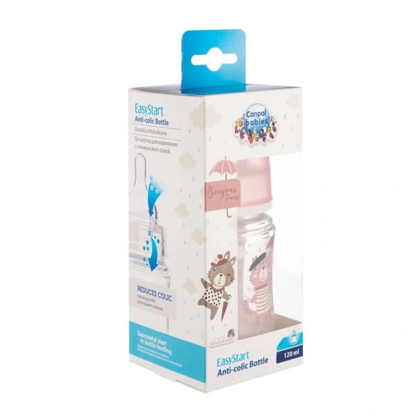 Canpol 35/231_pin Антиколиковая бутылочка с широким горлышком Easy Start - BONJOUR PARIS 120 мл PP