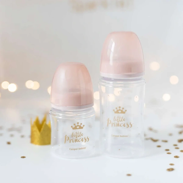 Canpol 35/233_pin Антиколиковая бутылочка с широким горлышком Easy Start - ROYAL BABY 120 мл PP розовая