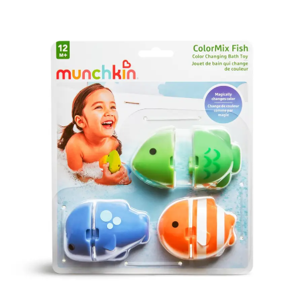 Munchkin игрушка для ванны цветные рыбки ColorMix Fish ™12+ арт  051937