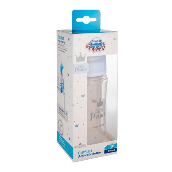 Canpol 35/234_blu Антиколиковая бутылочка с широким горлышком Easy Start - ROYAL BABY 240 мл PP голубая