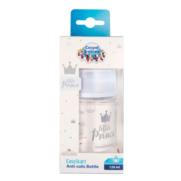 Canpol 35/233_blu Антиколиковая бутылочка с широким горлышком Easy Start - ROYAL BABY 120 мл PP голубая