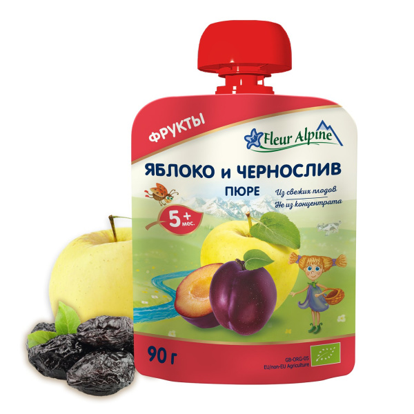 Пюре яблоко,чернослив Fleur Alpine 90гр