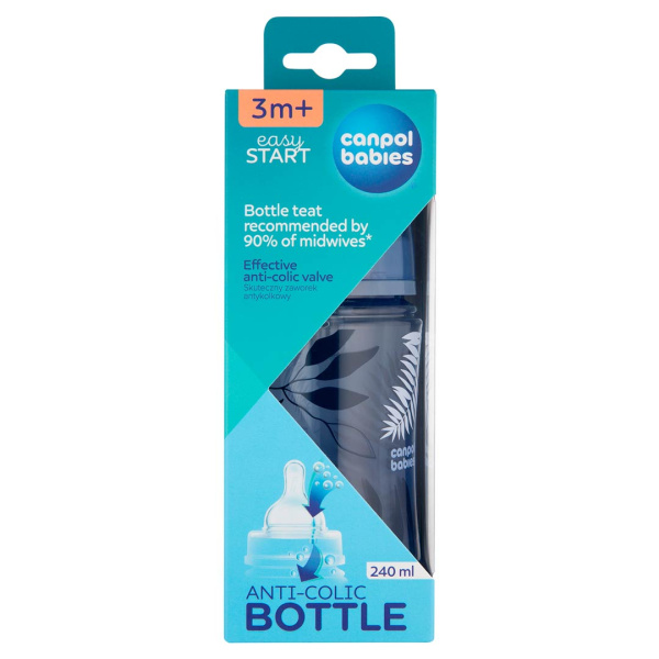 Canpol 35/240_blu Антиколиковая бутылочка с широким горлышком Easy Start - GOLD 240мл PP (Голубая)