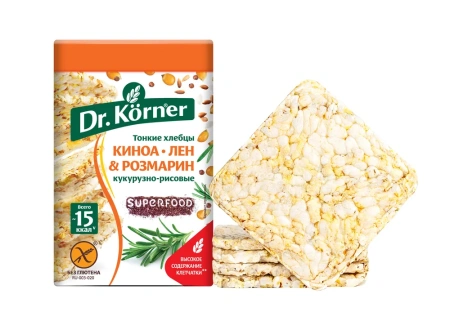 Хлебцы "Кукурузно-рисовые" Киноа, Лен и Розмарин Dr.Korner  100гр