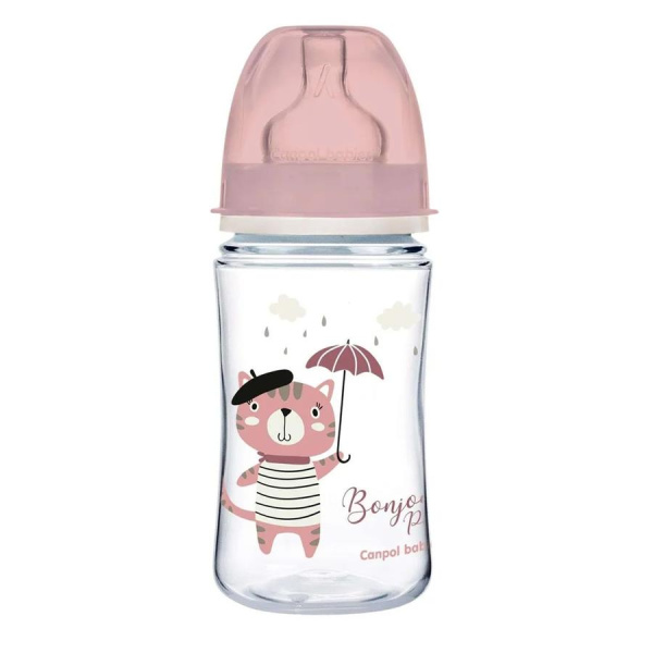 Canpol babies 35/232_pin Антиколиковая бутылочка с широким горлышком Easy Start - BONJOUR PARIS 240 мл PP