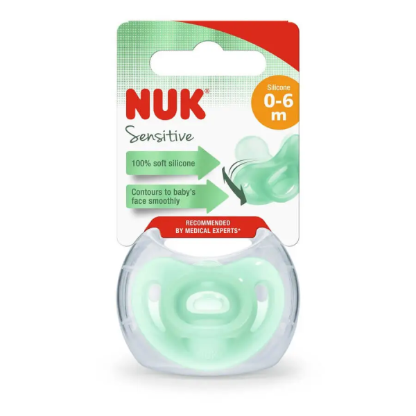 NUK пустышка силиконовая Sensitive, 0-6 мес.