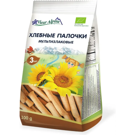 Палочки детские Органик мультизлаковые хлебные Fleur Alpine, с 3х лет, 100гр/6